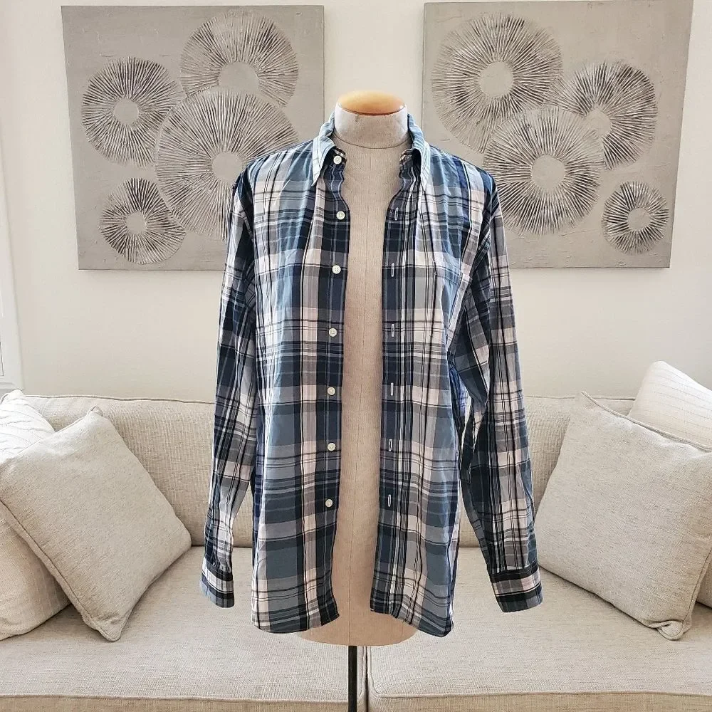 J. Crew Tailored Fit Plaid Button Down Collared Shirt sz Med